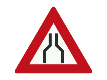 Gevaar driehoek Rijbaanversmalling