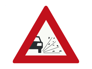 Gevaar driehoek Losliggende stenen