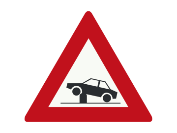 Gevaar driehoek elektrische in- en uitschuifbare paal in de rijbaan