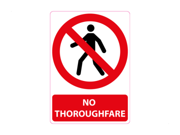 No thoroughfare, met tekst