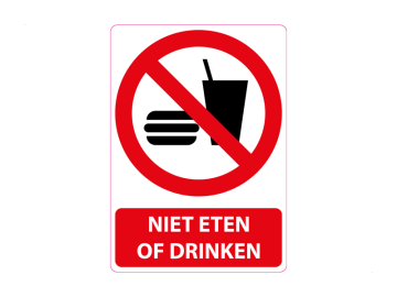 Niet eten of drinken, met tekst