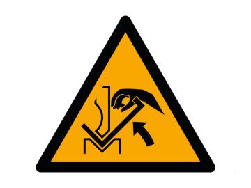 handletsel door snelle beweging van werkstuk in kantpersmachine